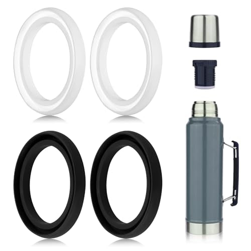 Silicone Replacement Gaskets for Stanley Classic Bottles - 4 Pack - Black/White