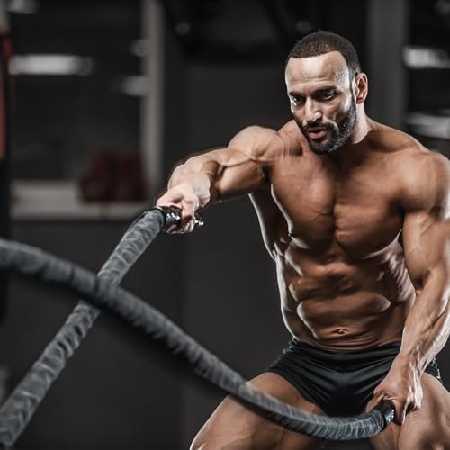 30ft 1-Inch Battle Rope - Heavy Workout Rope for Home Gym - Black