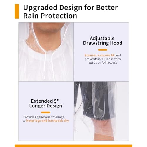Hitituto Rain Ponchos for Adults - Extra Long Emergency Poncho with Hood, 6/12/24 Family Pack Raincoat, Home Survival Kits