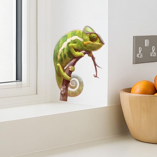 Green Chameleon Wall Decals Removable Lizard Vinyl Stickers for Nursery Living Room and Bathroom Nature Animal Decor Peel and Stick Wall Art