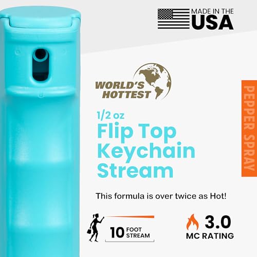 Pepper Spray Keychain - 0.4oz Teal Self Defense Spray