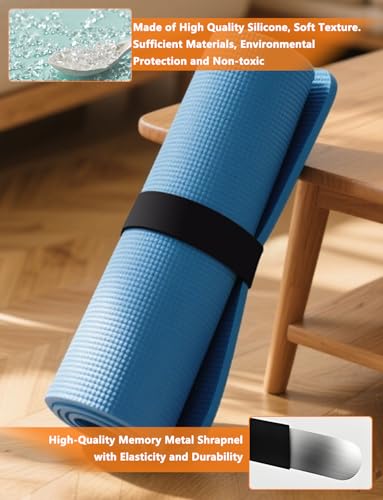 Yoga Mat Strap - 2 Pcs Black Scrunchie Slap Band for Travel