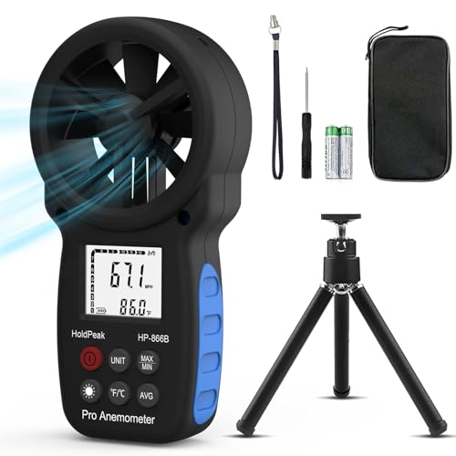 Handheld Anemometer with Tripod - Digital Wind Speed Gauge 866B