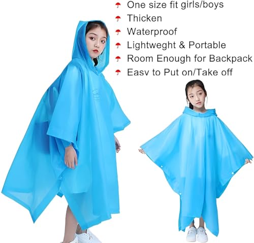 Emergency Rain Ponchos for Kids - 2 Pack Blue & Pink