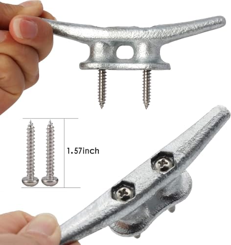 VEITHI 24 Pack 4-Inch Galvanized Marine Dock Cleats with Hardware, Silver