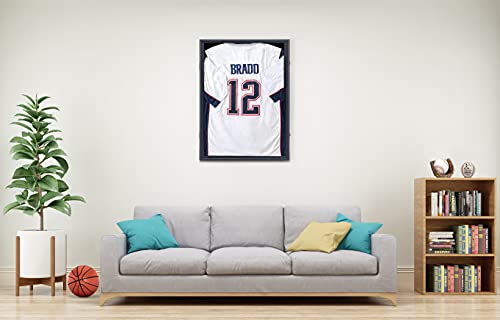 Large Lockable Jersey Display Frame with UV Protection - Matte Black