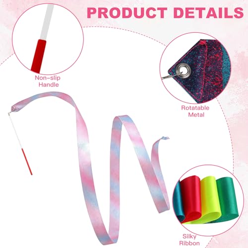 6 PCS Dance Ribbon Wands - 78.7 Inch Gymnastics Streamers with Non-Slip Handles