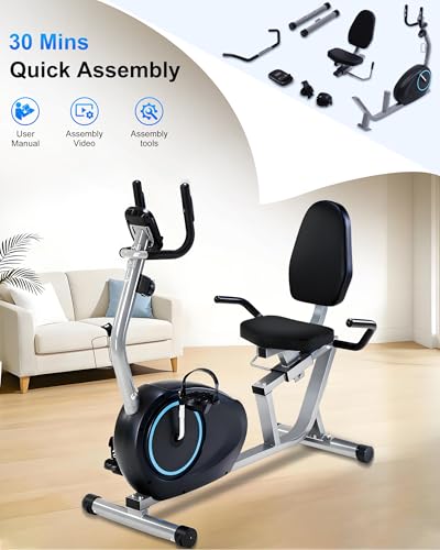 Recumbent Exercise Bike for Seniors - 400LB Capacity, Blue