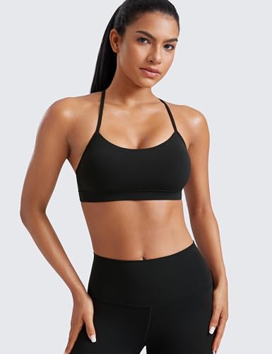 Light Support Y Back Sports Bra for Women - Soft, Scoop Neck, Removable Pads