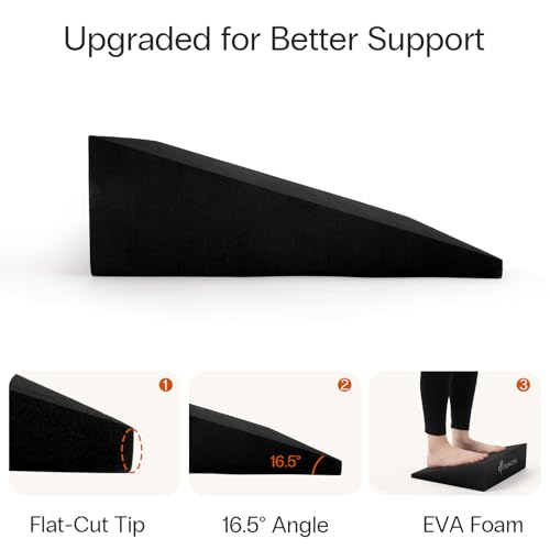Yoga Wedge Blocks - XL Foam, 16.5°, 2-Pack - Black