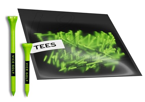 60 Driver Tees & 15 Short Tees - Neon Lime Golf Tees