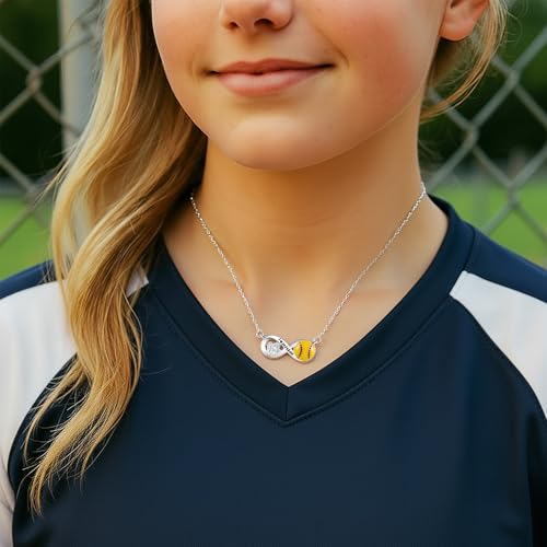 Softball Necklace - Silver Sport Jewelry for Girls & Women