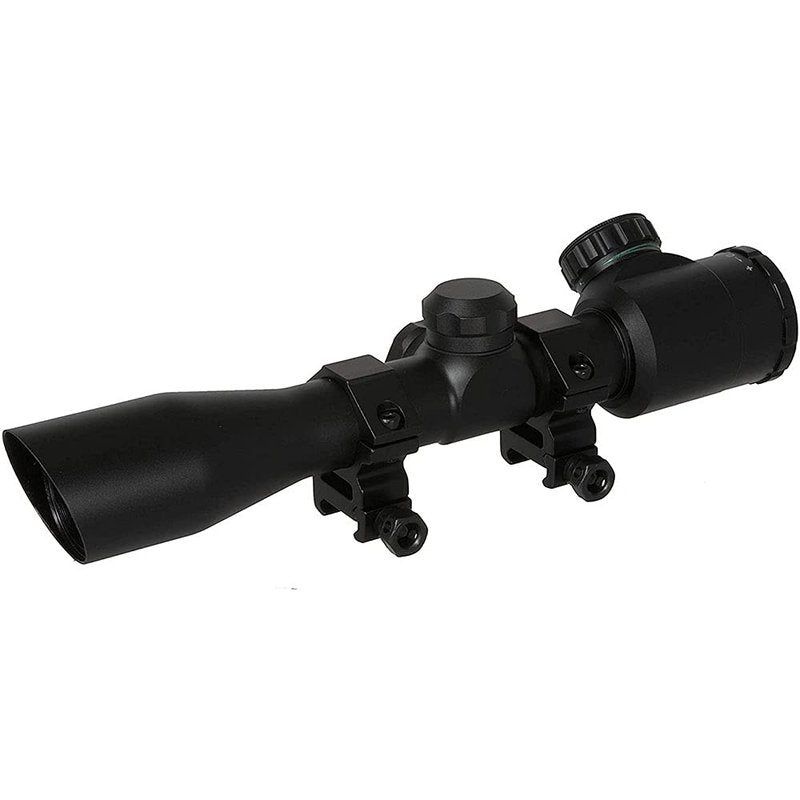 TRUGLO 4x32mm Compact Crossbow Scope with Scope Rings Included| Illuminated BDC/Rangefinder, Black