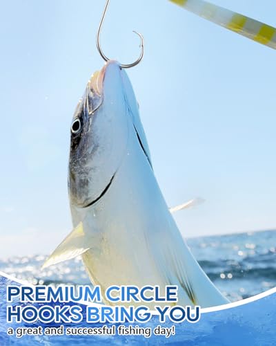 UCEC Saltwater Circle Hooks Assortment 200pcs - Fishing Hooks for Catfish & Saltwater Fish, Sizes 1/0-8/0