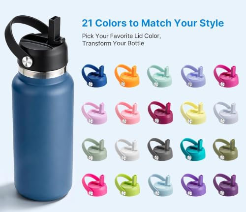 Bluwing 2 Pack Straw Lid for Hydro Flask Wide Mouth 12-64 oz Black