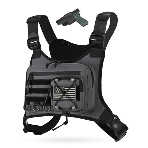 Outdoor Sports Chest Bag for Men - Gray, EDC Travel Vest Holster