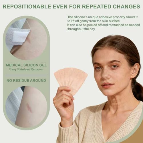 Hysimedy Silicone Bandages for Sensitive Skin 1.63x4 Inch Painless Removal – Hypoallergenic, Repositionable, Latex-Free First Aid Bandages