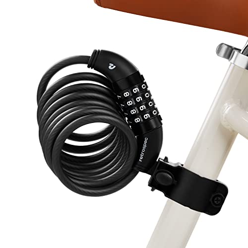Cable Bike Lock - 12mm Integrated Combo Lock, Matte Black