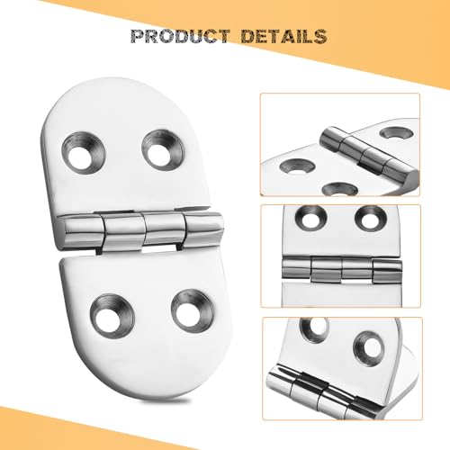 Heavy Duty Marine Boat Hatch Hinges 316 Stainless Steel 3x1.5-Inch Oval (2-Pack)