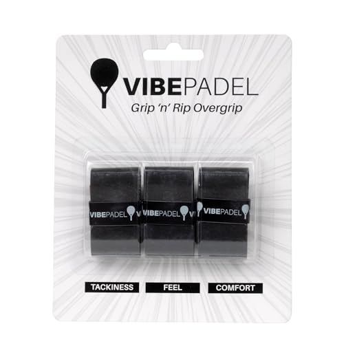 Padel Grip Tape - Tacky Feel Overgrip for Rackets - Black - 3 Pack