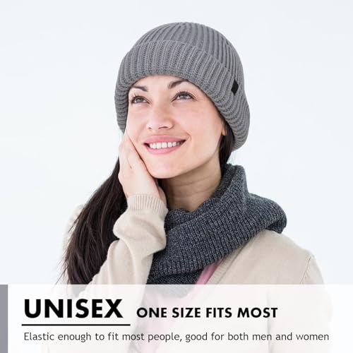 Winter Beanie Hat - 2 Pack Fisherman Trawler Skull Caps - Beige & Black