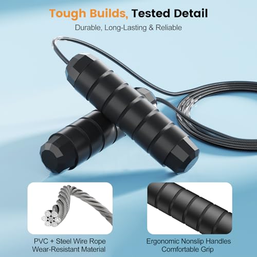 Adjustable Speed Jump Rope with Foam Handles - Black+Black