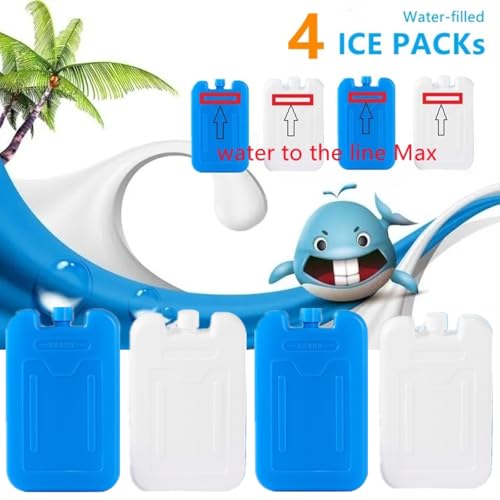 Reusable Ice Packs - 200ml Water Filled Cool Packs, 4 Pack