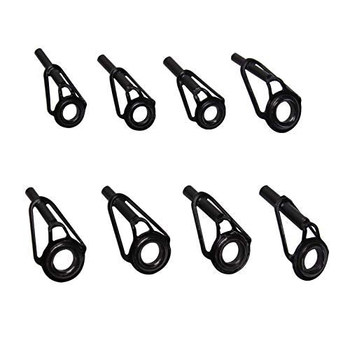 8pcs Fishing Rod Tip Repair Kit - Black Small Tips