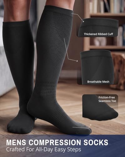 Bamboo Compression Socks 15-20 mmHg for Men Women - Support & Travel