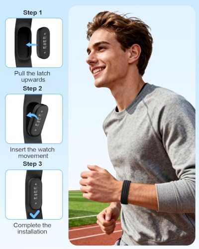 FireFit Black Silicone Sport Band Compatible with Fitbit Air Water-Resistant