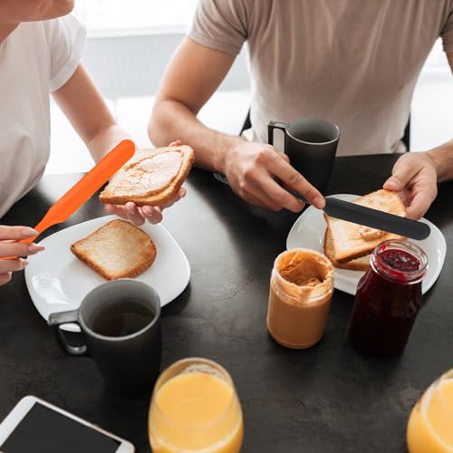 3pc Silicone Jar Spatula Set - Heat Resistant Kitchen Scrapers - Black, Red, Orange