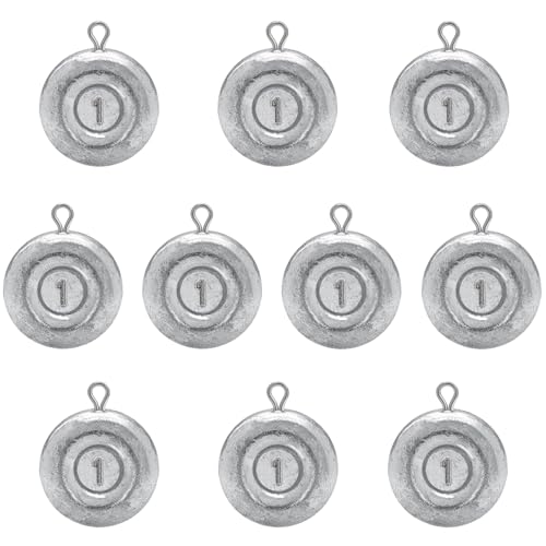 1oz Coin Sinkers Weights - High Density Disc Fishing Weights (10pcs)