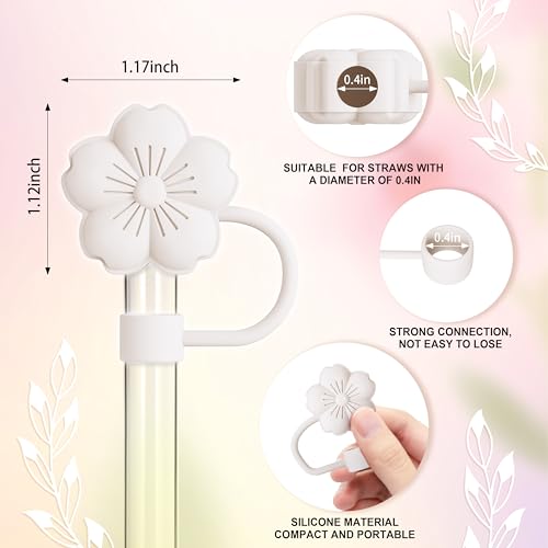 8 Pcs Stanley Cup Accessories Set - Flower Straw Toppers & Charms