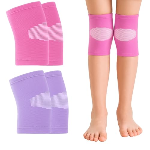 Kids Knee Brace Compression Sleeves 2 Pairs Small Pink Purple Sports Support