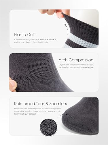 Women's Breathable Cotton Crew Socks 4 Pairs - Black, White, Grey, Blue