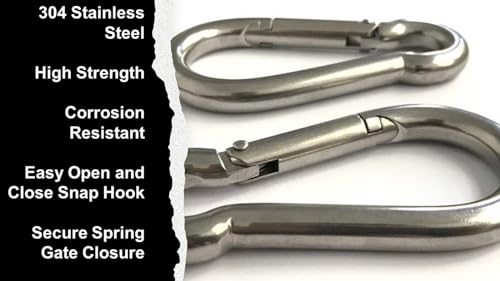 5cm Heavy Duty Stainless Steel Carabiner Snap Hooks - 2 Pack