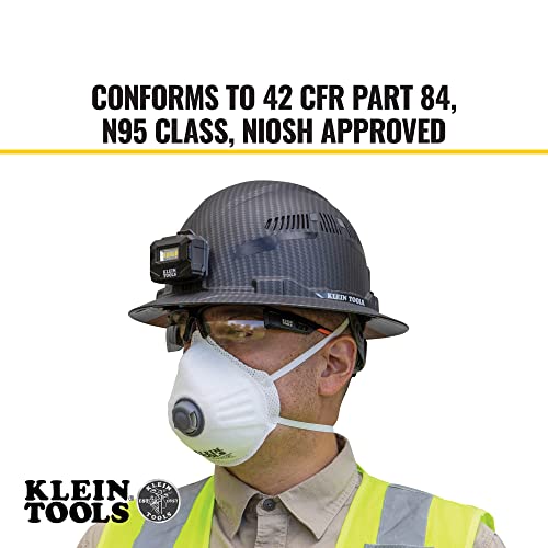 Klein Tools 604403 Respirator Mask, N95 Particulate Disposable Valved Respirator, NIOSH approved for Woodworking and Construction, 3-Pack