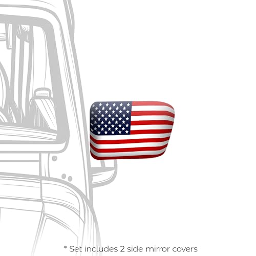 USA Car Side View Mirror Covers - Set of 2, Weatherproof Polyester