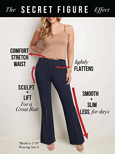 Rekucci Women's Black Secret Figure Pull-On Wide Leg Dress Pants - Regular/Petite/Tall Fit