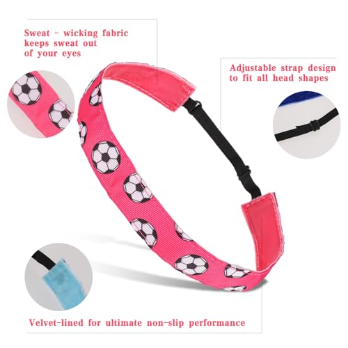 Adjustable Non-Slip Soccer Headbands - 5 Colors Set