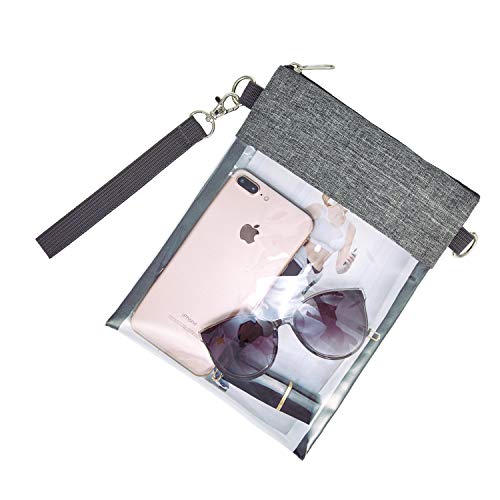 Clear Purse Stadium Approved Waterproof Crossbody Bag - Grey