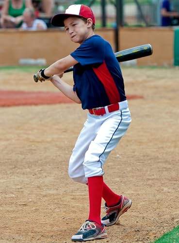 Duufin 8-Pair Youth Knee-High Socks – Soccer, Baseball & Football Team Color Combo (8-10 Years, Black/White/Red/Navy)