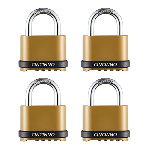 Heavy Duty Weatherproof Combination Lock, 4-Pack Outdoor Combo Lock,Resettable Combination Padlock for Gate,Shed,Storage Unit