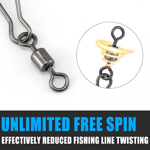 Fishing Speed Clips with Barrel Swivel - 20 Pack, #8-42LB