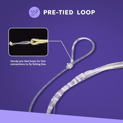 Pre-Tied Loop Fly Fishing Tapered Leader - 9FT 5X, 3 Packs, Fluorocarbon