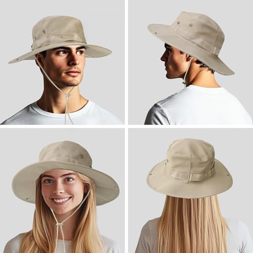 Sun Boonie Hat for Men - UPF 50+ Bucket Hat - Classic Khaki