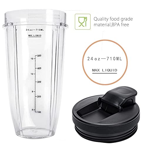 24oz Replacement Cups for Ninja Blenders with Upgraded Sip & Seal Lids - 2 Pack