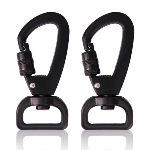 Locking Dog Leash Clips - 2PCS Matte Black Snap Hook Quick Release Buckles