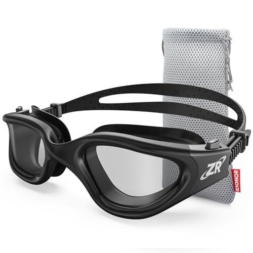 ZIONOR Polarized Swim Goggles Upgraded G1 Anti-Fog for Adults, Black Smoke