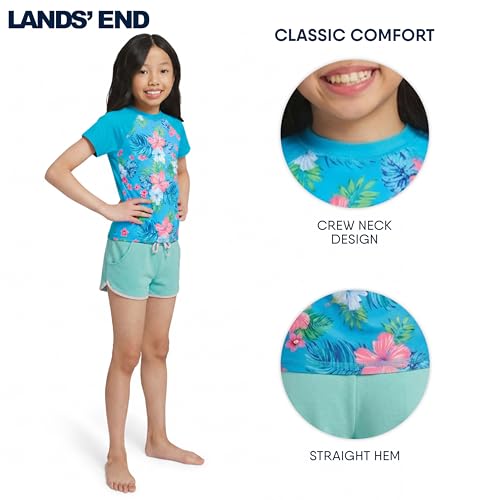 Girls' UPF 50+ Short Sleeve Sun Tee Rash Guard - Medium Turquoise